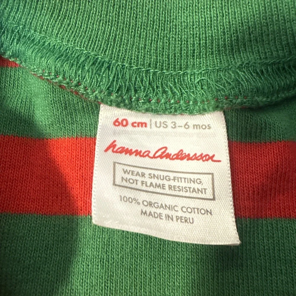 Hanna Andersson Christmas striped 3-6 Mos Long John Zip Up Pajamas‎ Unisex
